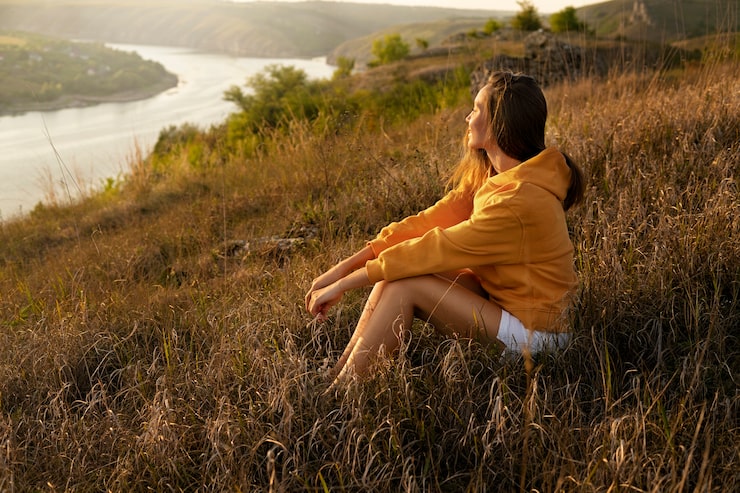 Meditative Szene in der Natur